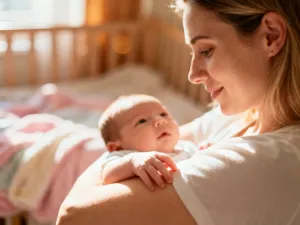 Logopeda pracująca z dzieckiem przy użyciu kolorowych klocków z literami podczas domowej sesji wspierającej rozwój mowy.