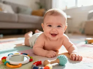 Pewny siebie nastolatek w szkolnym korytarzu, symbolizujący okres dojrzewania i wzrostu u chłopców.